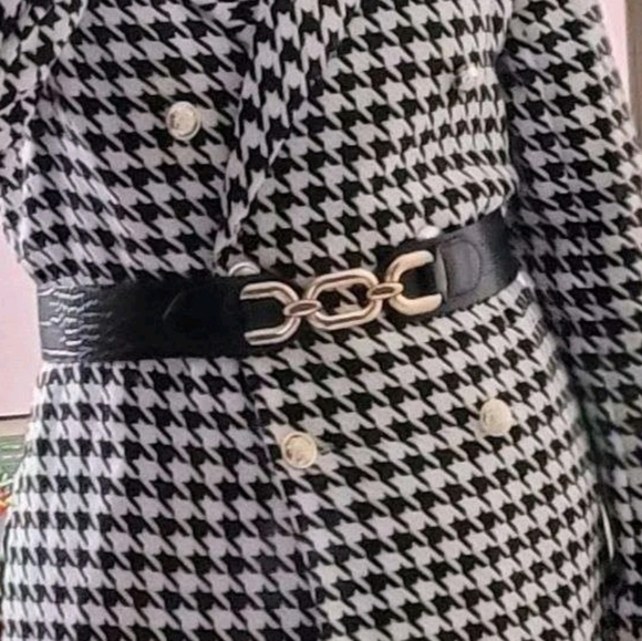 Womens Black Vegan leather elegant corset chunky Gold link boho wide waist belt - Picture 6 of 14